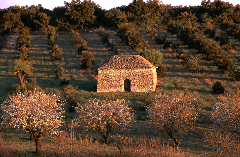 Lieudit La Baume dEstellan  Bonnieux (Vaucluse) : ancienne curie en plein champ. Photo de Dominique Reprant.