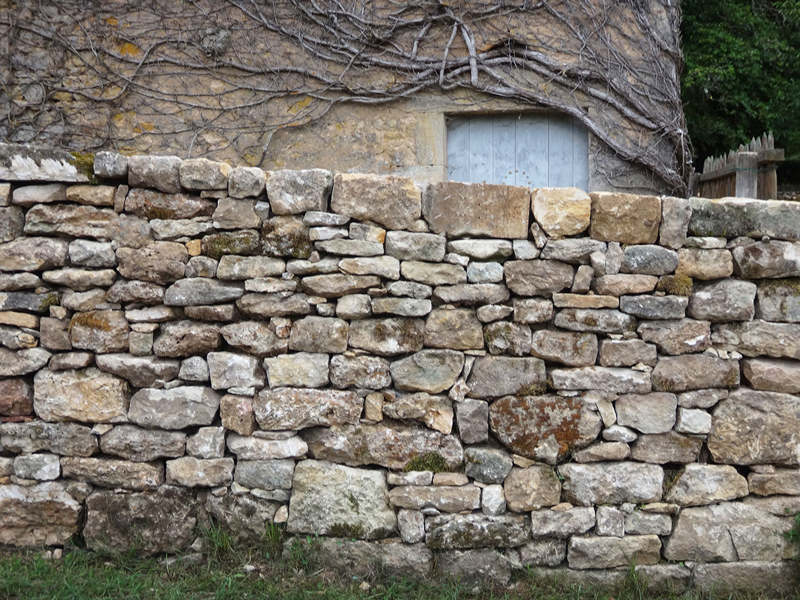 Saint-Bonin-des-Bois, Nivre : vue du parement du mur ct champ